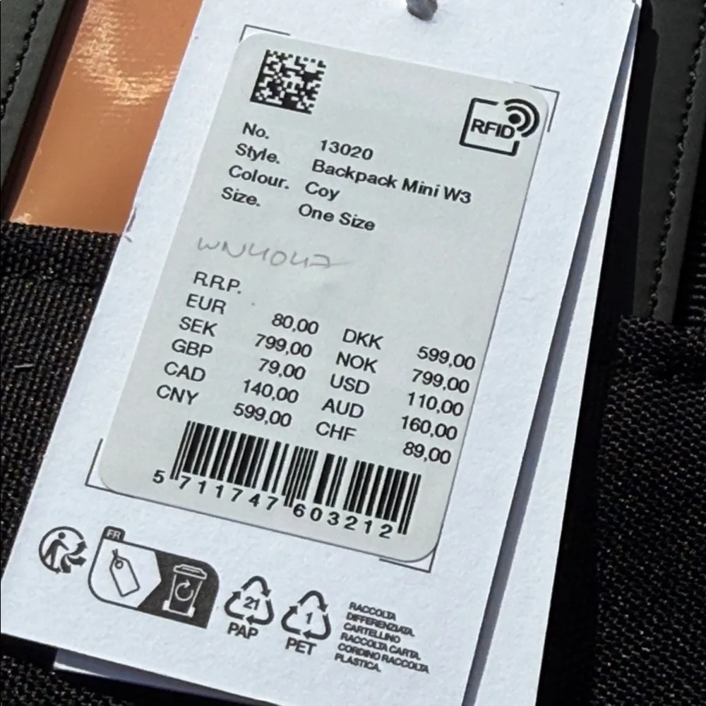 RAINS Backpack Mini W3 Coy Waterproof‎ Bag NWT Minimalist PU Rucksack